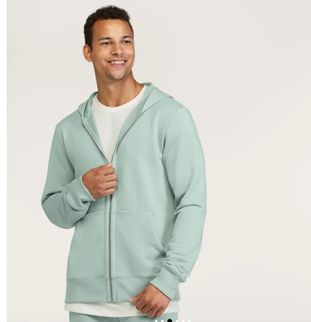 Allbirds Mens Bark Grey Anytime Organic Cotton Blend Full Zip Hoodie Size L